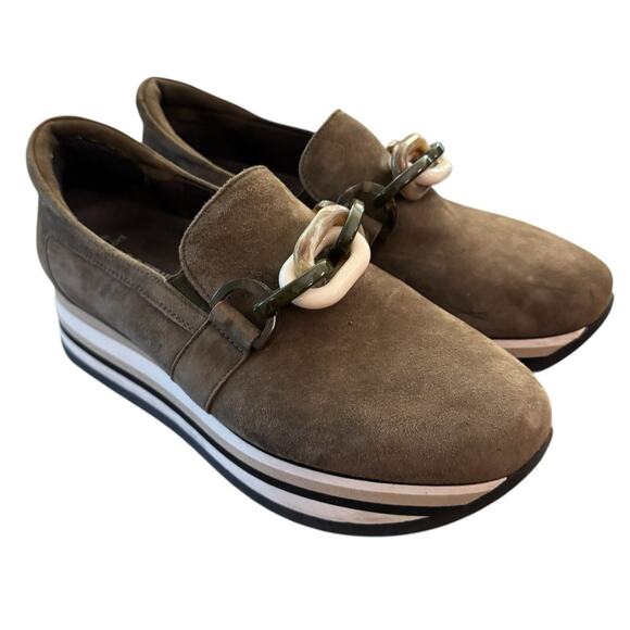 Softwaves Olive Army Green Suede Platform Chain Loafers EU 39.5 Arch Support 9 - Picture 5 of 8